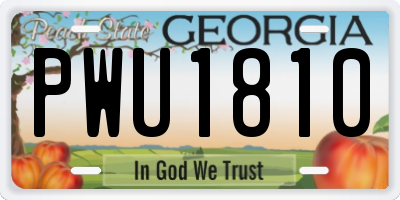 GA license plate PWU1810