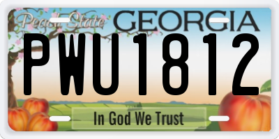 GA license plate PWU1812
