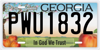 GA license plate PWU1832