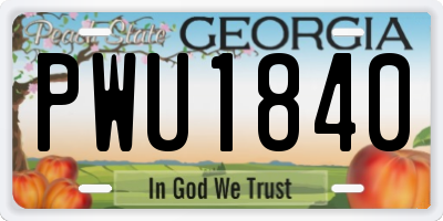 GA license plate PWU1840