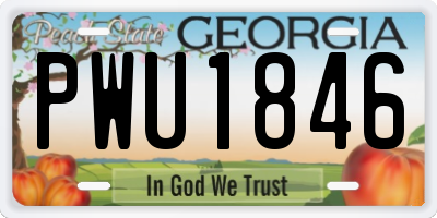 GA license plate PWU1846