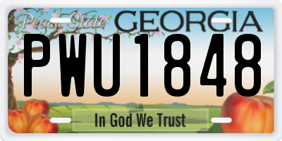 GA license plate PWU1848