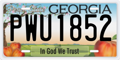 GA license plate PWU1852