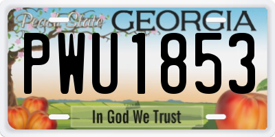 GA license plate PWU1853