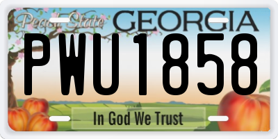 GA license plate PWU1858