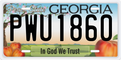 GA license plate PWU1860