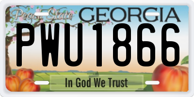 GA license plate PWU1866