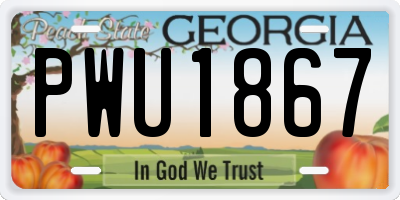 GA license plate PWU1867