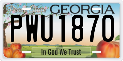 GA license plate PWU1870