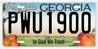 GA license plate PWU1900