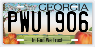 GA license plate PWU1906