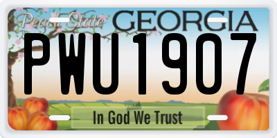 GA license plate PWU1907
