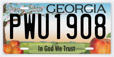 GA license plate PWU1908