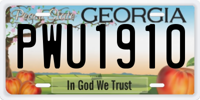 GA license plate PWU1910