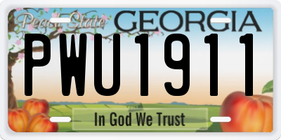 GA license plate PWU1911