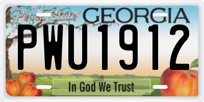 GA license plate PWU1912