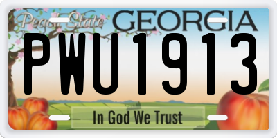 GA license plate PWU1913