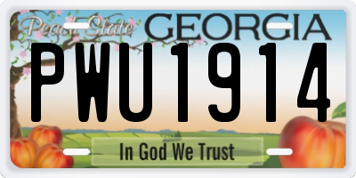 GA license plate PWU1914