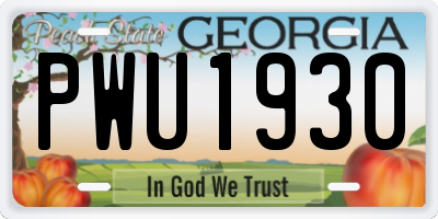 GA license plate PWU1930