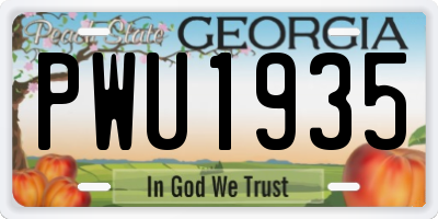 GA license plate PWU1935