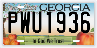 GA license plate PWU1936