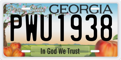 GA license plate PWU1938
