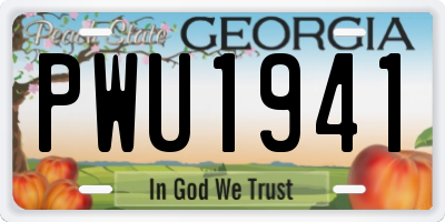 GA license plate PWU1941