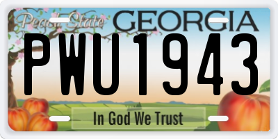 GA license plate PWU1943