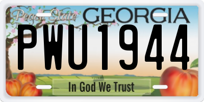 GA license plate PWU1944