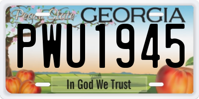 GA license plate PWU1945