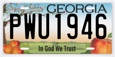 GA license plate PWU1946