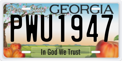 GA license plate PWU1947
