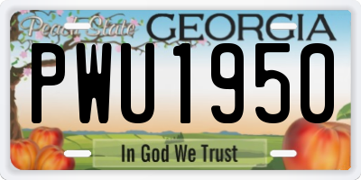 GA license plate PWU1950