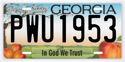 GA license plate PWU1953