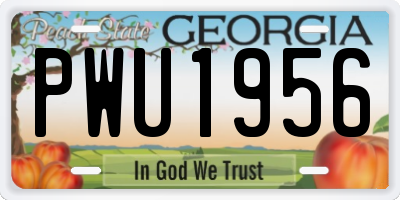 GA license plate PWU1956
