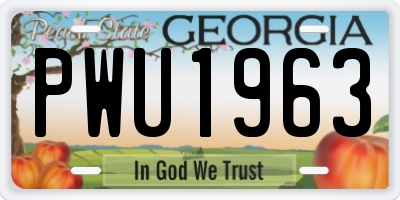 GA license plate PWU1963