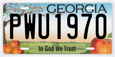 GA license plate PWU1970
