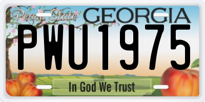 GA license plate PWU1975