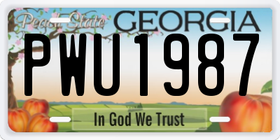 GA license plate PWU1987