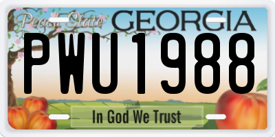 GA license plate PWU1988