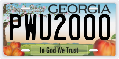 GA license plate PWU2000
