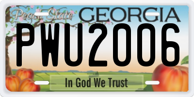 GA license plate PWU2006