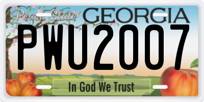 GA license plate PWU2007
