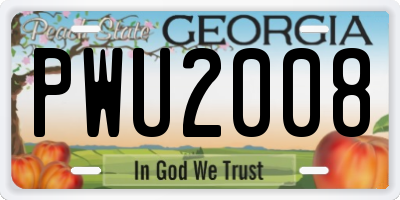 GA license plate PWU2008