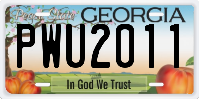 GA license plate PWU2011