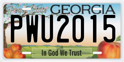 GA license plate PWU2015