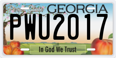 GA license plate PWU2017