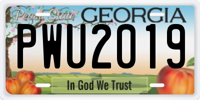 GA license plate PWU2019