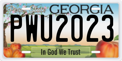 GA license plate PWU2023
