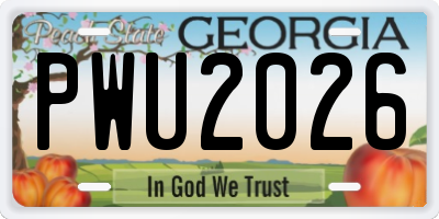 GA license plate PWU2026